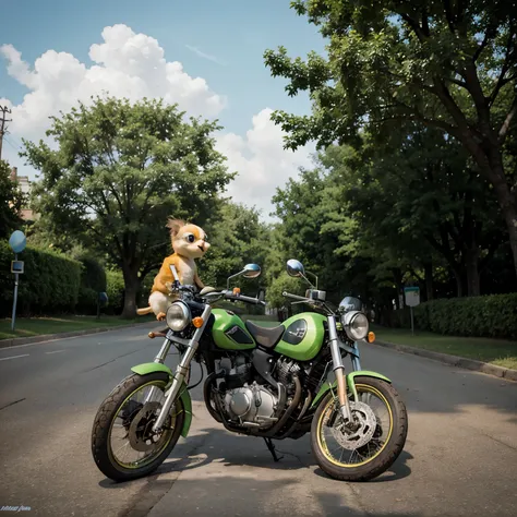 Tweety et yoshi sur une moto