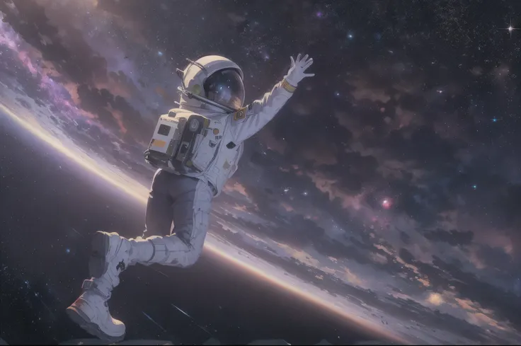 (best quality,4k,8k,highres,masterpiece:1.2),ultra-detailed,(realistic,photorealistic,photo-realistic:1.37),girl anime astronaut,traveling through the universe,planets,galaxies,neon,outer space,space exploration,nebulae,astronaut suit,visually stunning,oth...