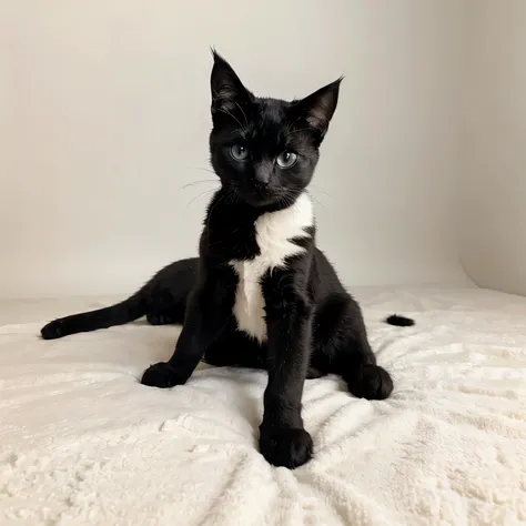 Black kitten on a white background