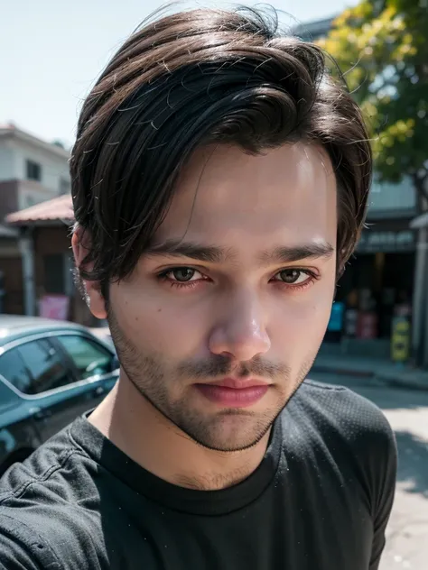 A beautiful young bearded man with highly detailed skin looking at the camera,8k,high res, soft light,no contrast,ultra realistic, photorealism.((real life photo,realistic:1.9, short beard:1)), HDR, emotions joy