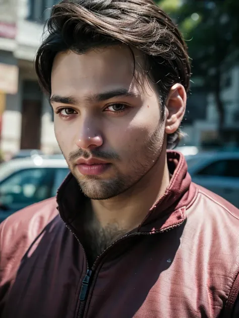 A beautiful young bearded man with highly detailed skin looking at the camera,8k,high res, soft light,no contrast,ultra realistic, photorealism.((real life photo,realistic:1.9, short beard:1)),hdr