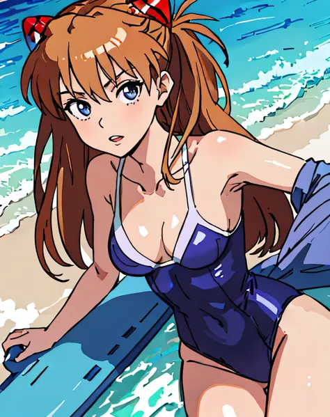 masterpiece, best quality, souryuu asuka langley, girl, medium breasts, swimsuit