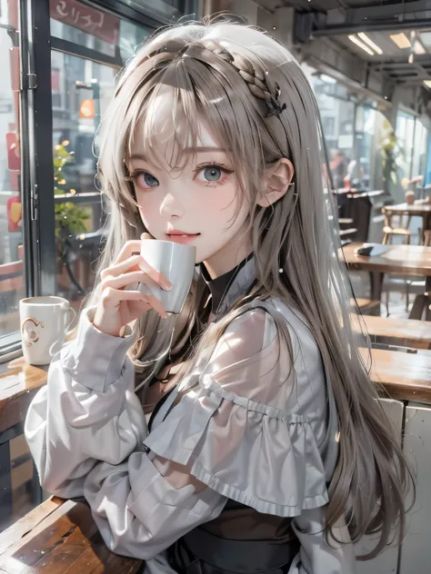 (photorealistic:1.8, highest quality:1.8,8K masterpiece:1.8,High resolution,muste piece:1.8,RAW Photos,cinematic lighting),No split screen、morning、Good Morning、The coffee shop of the future、
（A girl brewing delicious coffee:1.5)、choker、uniform、mini skirt、b...