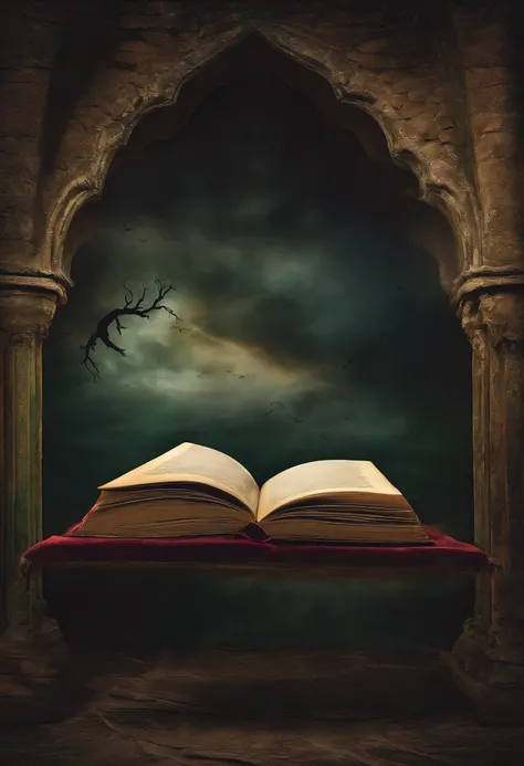 Create a scary looking book image Make the image this wide 1600 px.