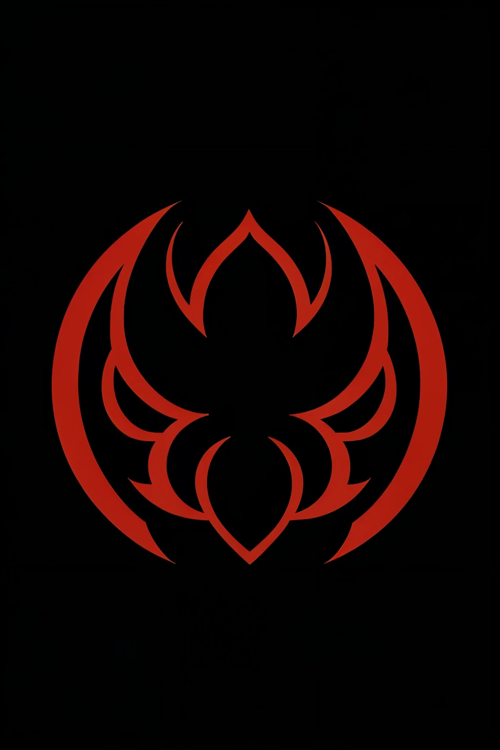 Lotus-shaped logo with black and red colors and black background