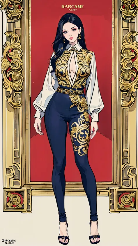 ((best quality,4k,highres,masterpiece:1.2)),((character concept art)), 1 female, age 25, European. Known for her impeccable fashion sense and elegant demeanor, she is a true embodiment of the Versace brand. Her body language is as captivating as her style,...