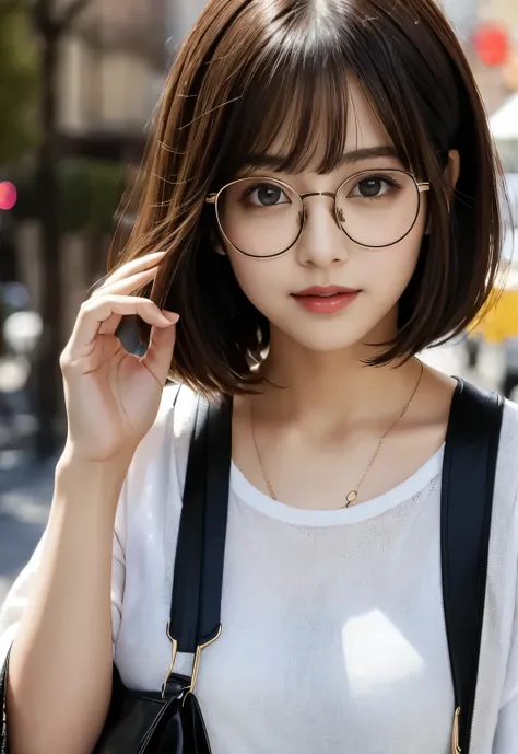 glasses:1.3, glassesをかけた女の子, medium bob