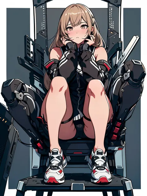 anime girl sitting on a chair with her legs crossed, fine details. girls frontline, thick smooth warframe thighs, thighs close up, thighs!!!, thighs!!!!!!, the anime girl is crouching, detailed legs, thighs, beautiful anime girl squatting, from girls front...