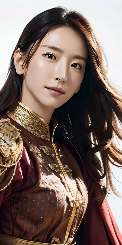 realistic, High resolution, soft light,1 female, alone, hip up, glowing skin, (detailed face), chinese armor,
