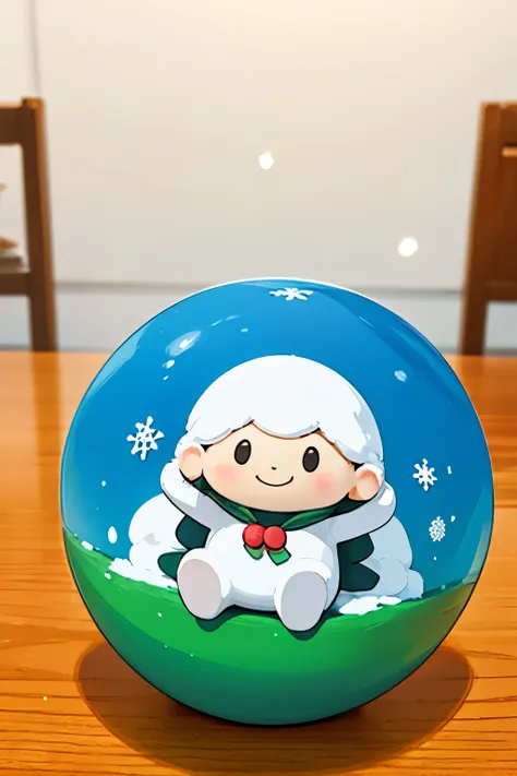 Three-dimensional art made of paper cutouts arranged in a spherical shape、The theme is Snow White、smile