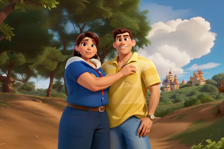 casal homem e mulher no estilo Disney Pixar, alta qualidade, melhor qualidade