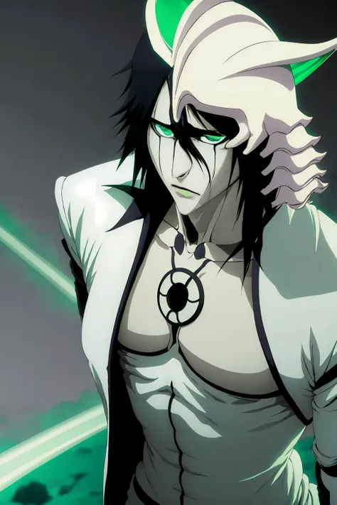 ulquiorra cofer (bleach anime), ultra hd,3k resolution,with green aura around him with menacing eyes