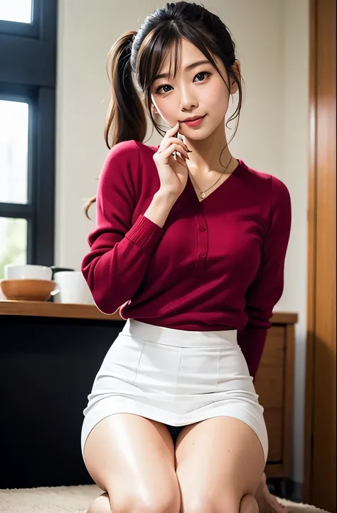 real photos、Highest imYear quality、Beautiful woman、beautiful thighs、beautiful face、real imYear、連邦軍の制服mini skirt、ponytail、Yuriko Yoshitaka、16Year日本人女性、Mrs. Bowe、pretty girl、white pantiesが丸見え、1６Year、（white panties:1.3）、highest quality、8K、masterpiece、nffsw:1....