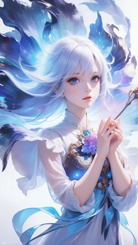 ((masterpiece)), (((best quality))), ((ultra-detailed)), ((illustration)),[realism light effect],shadow,(Fantasy style),(white background:1.6), simple background, (earth theme),(a cloak)[(hair focus,((1girl)),[(big slime hair): (cloud hair):0.3], (hair on ...