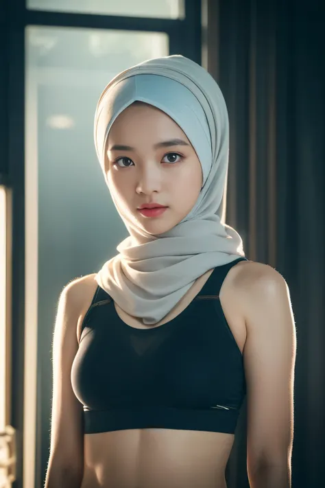 iu, yooa, tzuyu, sportsbra, cyberpunk, javanese, (((hijabi))), cleavage, reflection light, chiaroscuro, depth of field, cinematic lighting, ray tracing, Sony FE GM, UHD, super detail, masterpiece, textured skin, high details, best quality, award winning，3D...