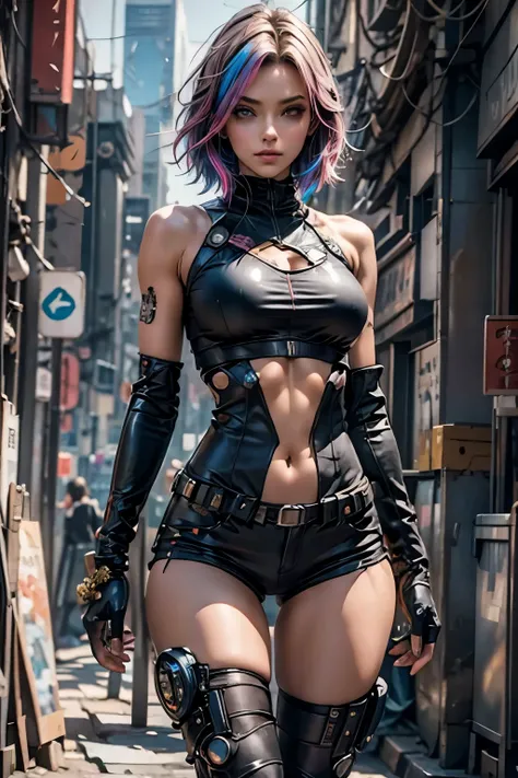 (extremely detailed cg unity 8k wallpaper), (ultra-detailed), masterpiece, best quality, lucy (cyberpunk), bodysuit, solo, breas...