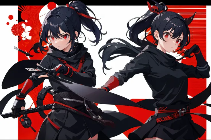 girlodern Ninja、Red and Black