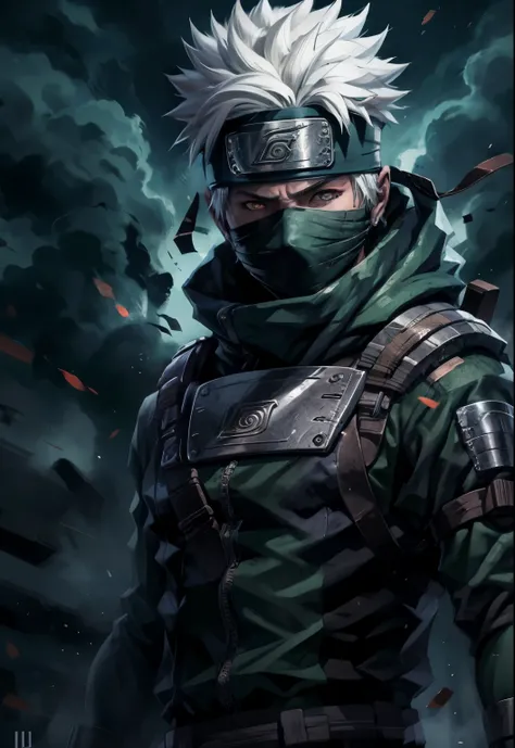 Kakashi Hatake, (in a lake), masterpiece, best quality, ultra quality, absurd details, best light, best shadow, sharp, sharp picture, detailed face, detailed eyes, detailed hair, detailed, extremely detailed, great resolution, 8k, 4k, uhd, ray tracing, bea...