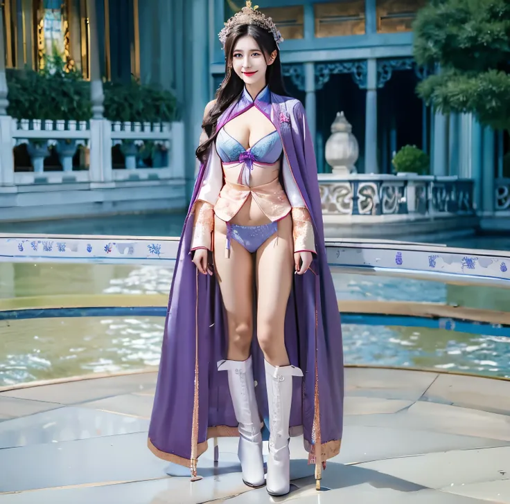 美麗的fantasy皇后, anime goddess, full body xianxia, ((美麗的fantasy皇后)), sweet smile，Sexy red bikini underwear，high-cut underwear，high cut underwear，Long-legged girl，put on boots，White boots，huge breasts，Put on your hat, Chinese Hanfu，fantasy服装, Sha Xi, ((美麗的fant...