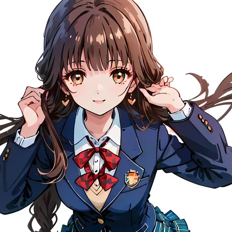highest quality, (masterpiece:1.2), High resolution, perfect pixel, Three so beautiful women are sitting, 16 years old, (((big very detailed beautiful dark brown eyes))), ((girly large wine-red glossy polyester Japanese school ribbon bow tie)), ((((very be...