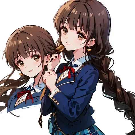 highest quality, (masterpiece:1.2), High resolution, perfect pixel, ((Three so beautiful sirens)), 16 years old, (((big very detailed beautiful dark brown eyes))), ((girly large wine-red glossy polyester Japanese school ribbon bow tie)), ((((very beautiful...