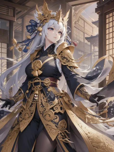 ((highest quality)),(ultra high resolution),(Super detailed),(detailed description),((best CG)),(best work of art),super precision art,amazing drawing art,(Japanese-style fantasy art with intricate details:1.5), Immortal,forever,Long,