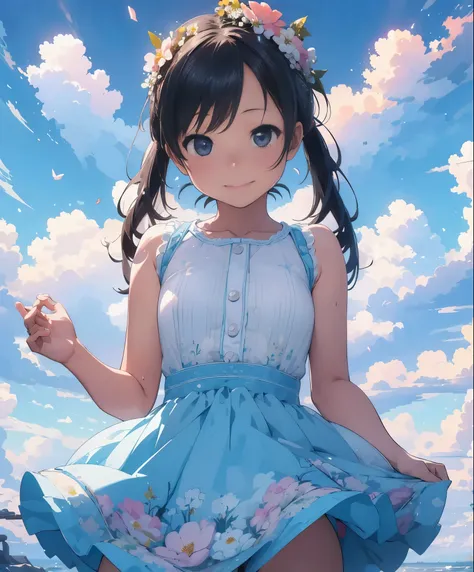 (masterpiece、highest quality、highest quality、official art、beautiful beautiful:1.2)、(1 girl:1.3)Hatsune Miku、twin tails,big breasts,photo realistic、Nendoroids in wedding dresses standing in front of a painting、laughter、cute pose、watercolor nendoroid、(high d...