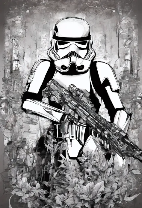 El dibujo de tinta  Stormtroopers, Digital illustration, Comic strip style, acuarela, Estilo ArtStation, arte conceptual, 2 d illustration, por Peter Draw, por Carne Griffiths, por Wadim Kashin, cuerpo completo, centrado,detallado, Suave, dynamic  pose