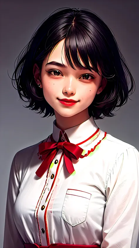 202 Ether Real Mix, masterpiece, highest quality, 1 girl, gentle smile, lipstick, short hair