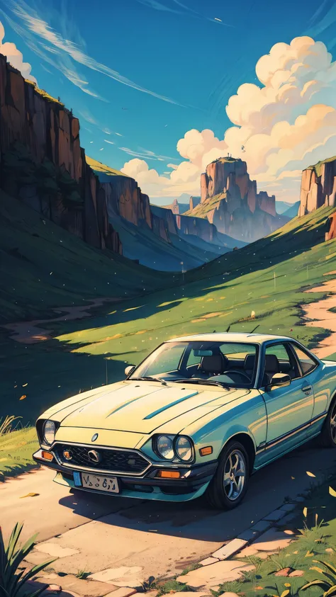 Anime boho art Minimalist Car and landscape mountains, beautiful, simple,, hill, realistic.
sunny day, anime style, digital art, aesthetic, relaxing, Mysterious
8k high picture quality, by Makoto Shinkai,8K QUALITY, illustration by ken sugimori, 8K quality...