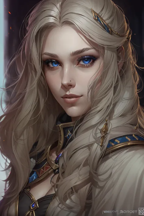 (face portrait, grimdark fantasy, warhammer universe) human woman, 30 years old, dark blonde hair, grey eyes, arystocrate, pale skin