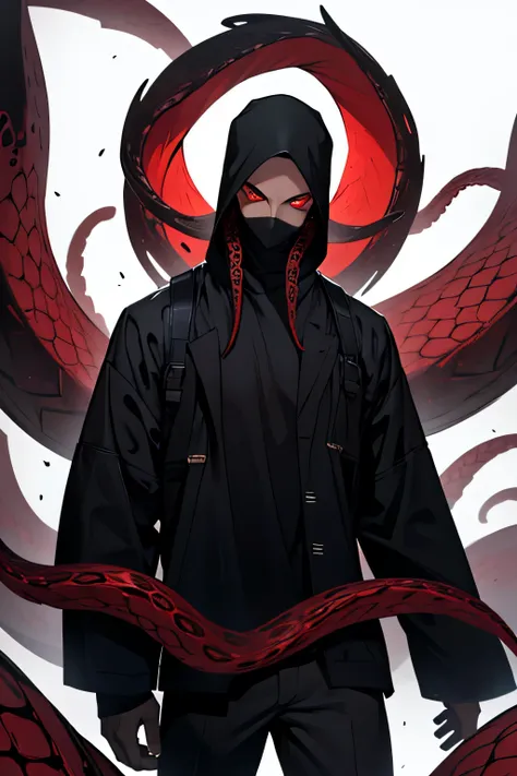 This is a guy who cant even see his face, just a black shadow, with a pair of giant red eyes, surrounded by something that looks like tentacles. Mysterious and great.