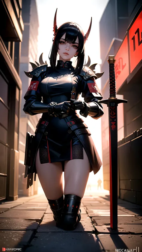 Hyperrealistic version of a woman kneeling down with a sword in her hand, very beautiful cyberpunk samurai, anime cyberpunk art, cyberpunk samurai, cyberpunk anime art, anime cyberpunk, cgsociety 9, digital cyberpunk anime art, style of maciej kuciara.1gir...