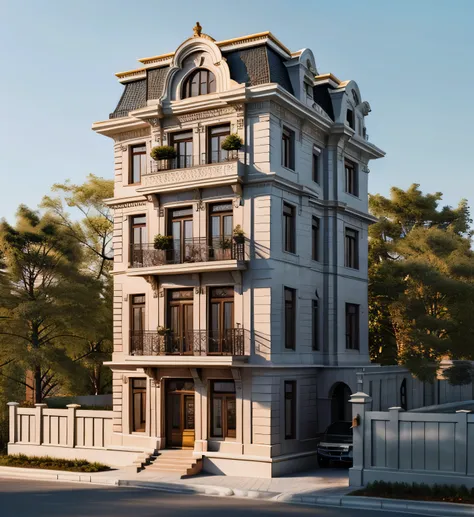 masterpiece,best quality, 8k uhd, a close up of a drawing of a house with moudin gilded, highly detailed architecture, highly detailed - n 4, hihgly detailed, frontview, inter dimensional villa, an extremely detailed building, 3d highly detailed, 3 d highl...