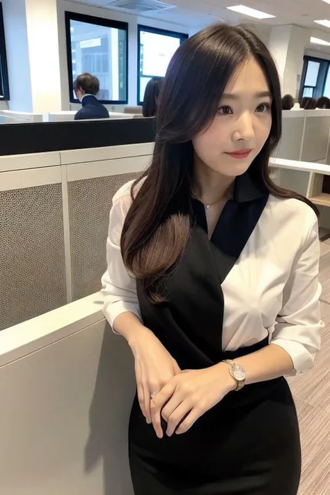 ((highest quality)), ((masterpiece)), (become familiar with), office worker　japanese woman　40 generations　Office Casual Hairstyles　Cafe　Marunouchi OL