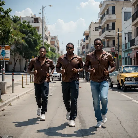 Movie poster with the background of  a bus explosion in Varadero,Cuba and two African American brothers who resemble the wayans brothers running away with the explosion behind them as they run with bags of money 