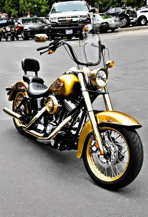 golden Harley-Davidson cruiser