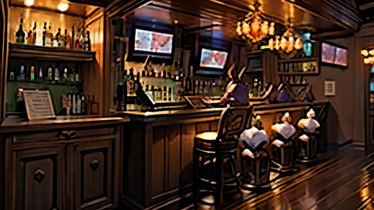 high resolution,anime,beautiful scene of bar,Japanese style,((Rabbit bar:1.3)).