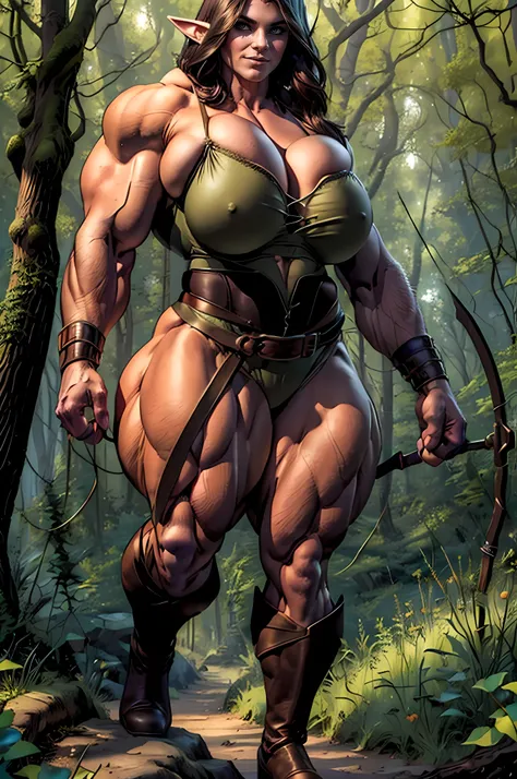 (masterpiece, top quality, best quality, official art, beautiful and aesthetic:1.2), (1girl:1.3), (((Massive Female Bodybuilder:1.5))), dark brown hair in a single braid, extremely detailed, portrait, looking at viewer, solo, (full body:0.9), detailed back...