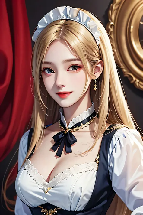 18 year old beautiful girl, Big eyes, big breasts,  and thin, 8K, highest quality, (Highly detailed head: 1.0), (highly detailed face: 1.0), (very fine hair: 1.0), Maid clothes, Highly detailed official artwork, anime moe art style, clean detailed anime ar...