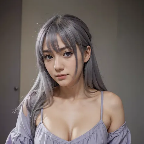 Gray haired anime girl in purple dress, golpeada y lastimada mientras un hombre sin rostro la toma de los hombros en el suelo 