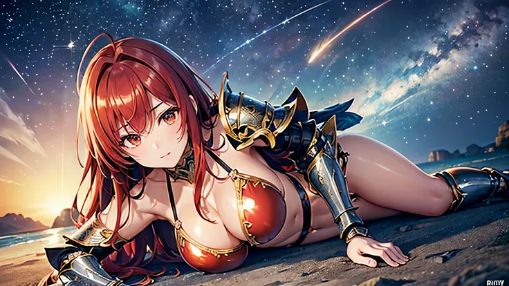 ((highest quality)),(ultra high resolution),(Super detailed),(detailed description),((best CG)),(best work of art),super precision art,amazing drawing art,(Art with precise details:1.5), (Woman in shiny bikini armor:1.7),(Intricately detailed reliefs:1.3),...