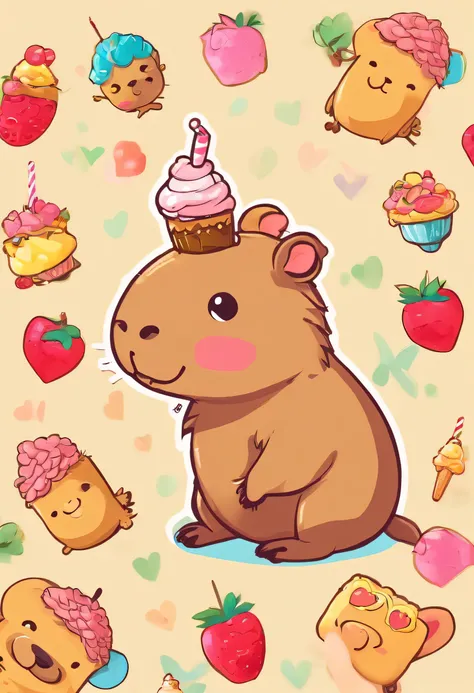 Capibara con helado cabeza