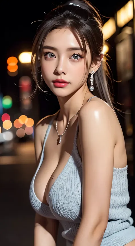 Urban beautiful girl college student, masterpiece, light makeup, red lips, silver hair, messy long hair, street background, beautiful, elegant. super fine details, master works, authentic texture, cinematic lighting realism, perfect job, 16K, hd, exquisite...