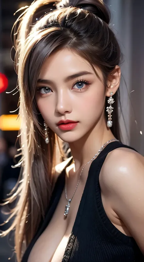 Urban beautiful girl college student, masterpiece, light makeup, red lips, silver hair, messy long hair, street background, beautiful, elegant. super fine details, master works, authentic texture, cinematic lighting realism, perfect job, 16K, hd, exquisite...