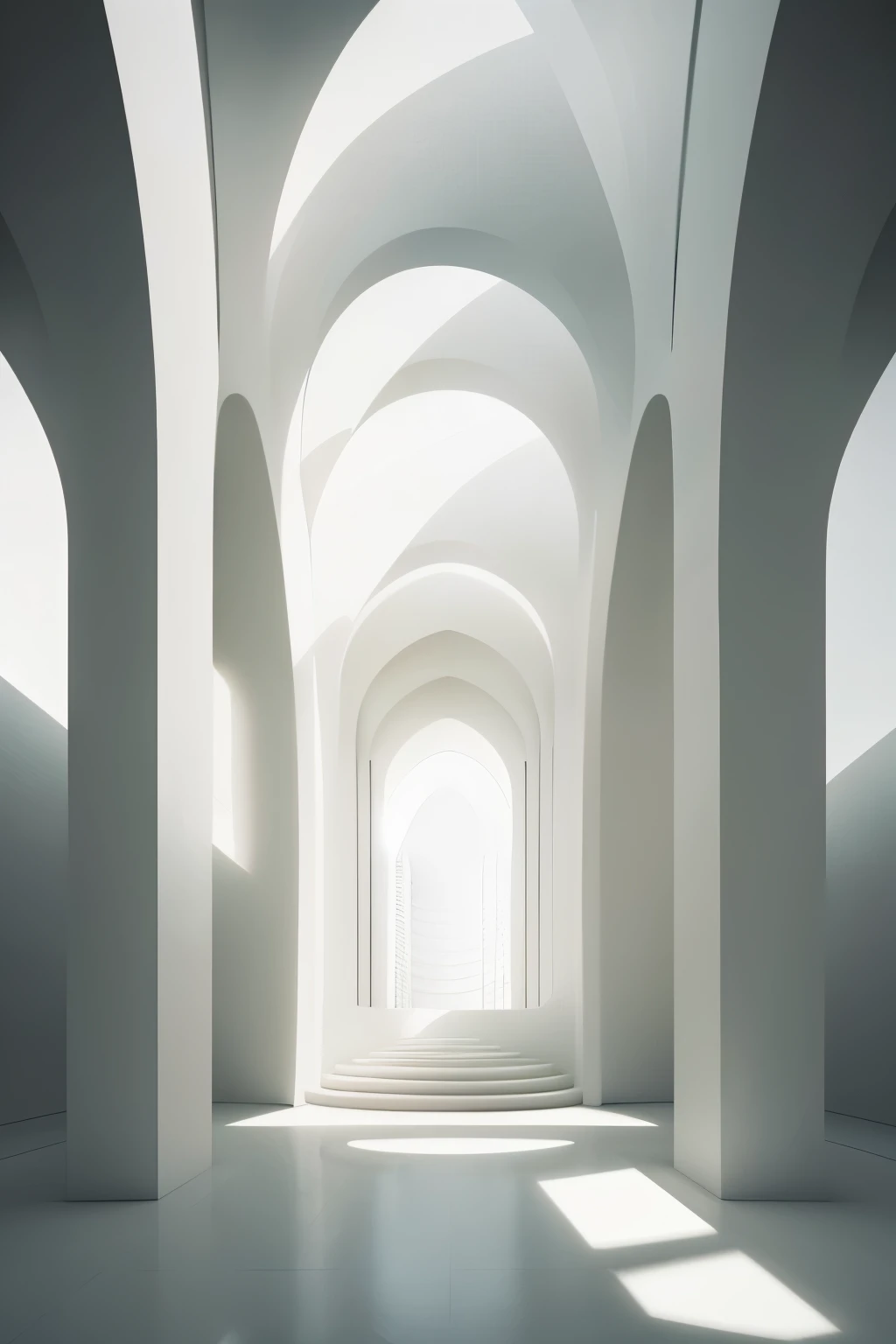 In the heart of the future lies a breathtaking architectural marvel, where smooth white ribbed structures create captivating curves that suggest flexibility and a design language emitting a serene monochromatic color scheme. The intricate surface softly re...