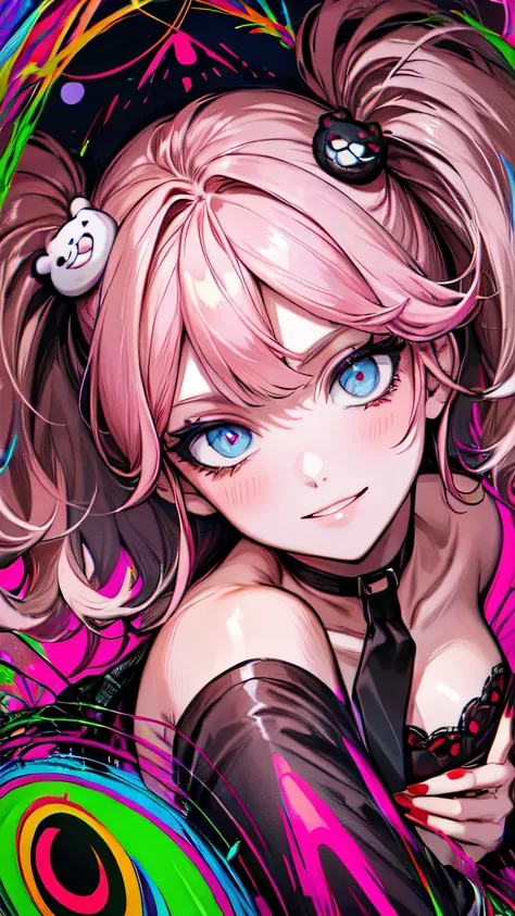 [nsfw:1.5], Junko Enoshima, (Oskar Kokoschka&#39;s style:1.4), (Abstract Expressionism Art:1.4), portrait, masterpiece, highest quality, Super detailed, floating, detailed and beautiful eyes, detailed light,　(portrait:1.5), long blonde, 1 girl, twin tails,...