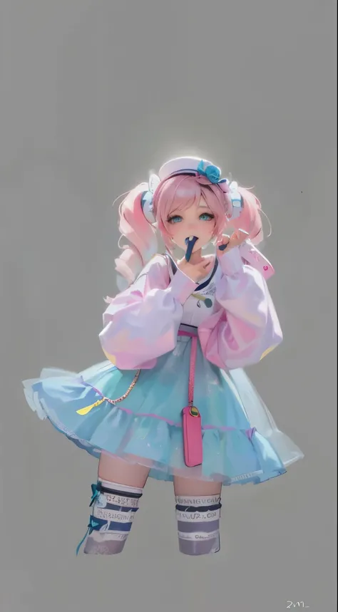 there is a woman in a dress and hat posing for a picture, pink twintail hair and cyan eyes, y 2 k cutecore clowncore, belle delphine, fairycore, anime barbie doll, ball jointed doll, cute colorful adorable, render of april, anime girl cosplay, , style of m...