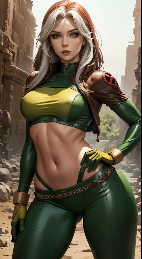 titania, pose sexy, desierto, x-men rogue ñ, senos grandes, cabello largo, small waist, alta calidad, 4k, desnuda, thick senos e...