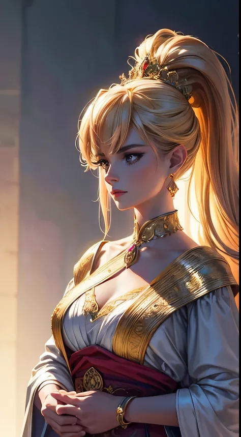 Excellence HD 8K Female Classical Art Comics Princess:
(best quality,8k,highres,masterpiece:1.2),ultra-detailed,(realistic,photorealistic,photo-realistic:1.37),traditional art,classic style,delicate details,gorgeous colors,opulent costume,[intricate patter...